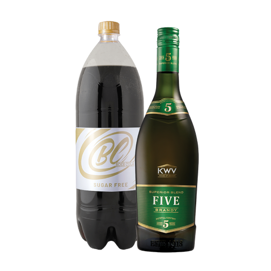 KWV 5 Year Old Brandy 750ml & Boer Cola Sugar Free 2L