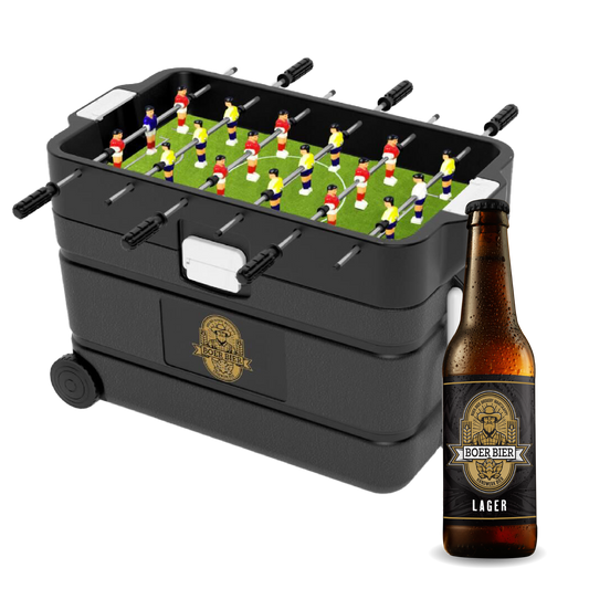 Boer Bier 60L Cooler with Foosball Table + 1 Case of Boer Bier