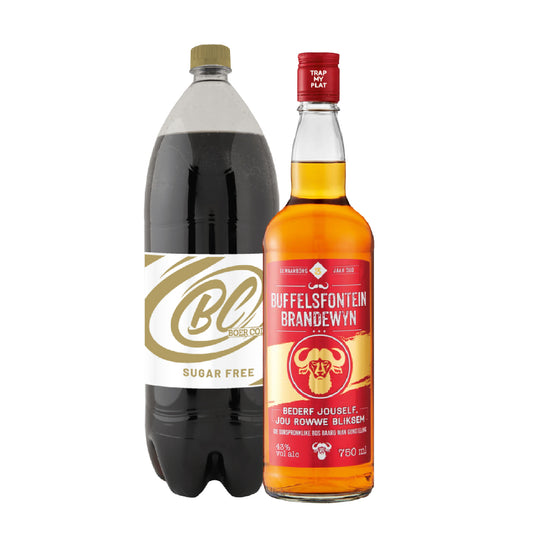 Buffelsfontein Brandewyn 750ml & Boer Cola Sugar Free 2L